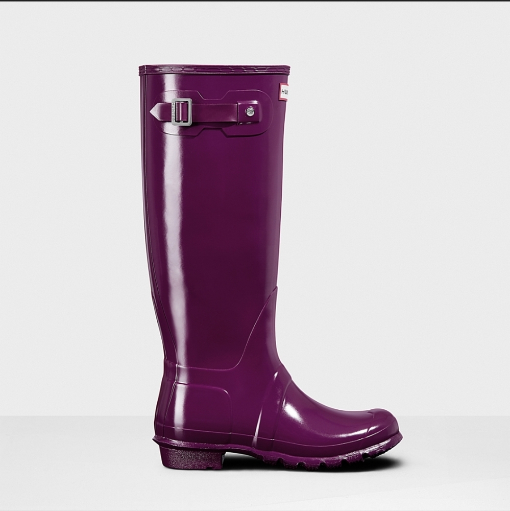 Hunter Tall Rain Boots Original Gloss Purple Preppy